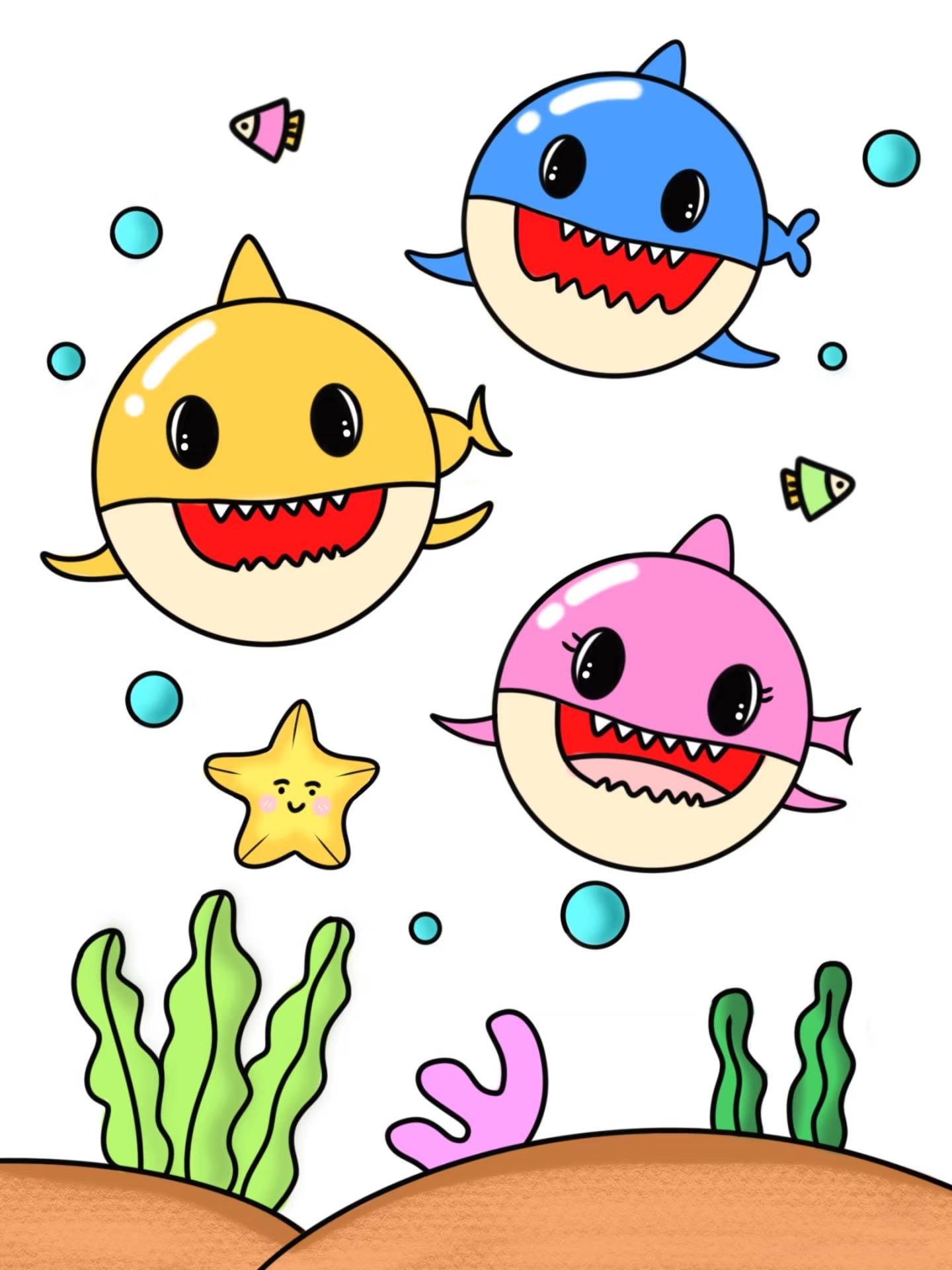 【转】简笔画-鲨鱼宝宝