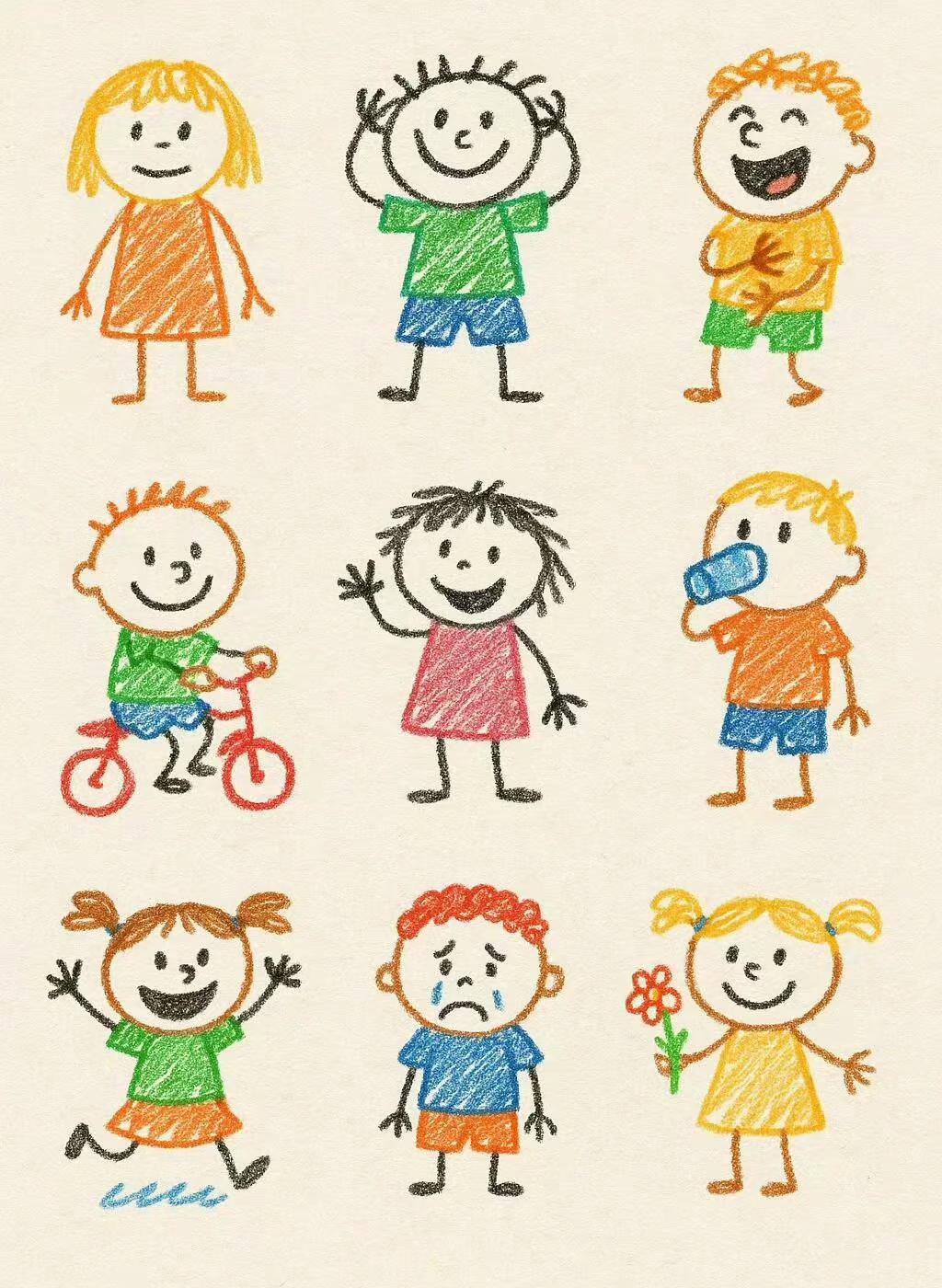 【转】简笔画-简单彩色人物